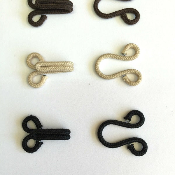 3 Set Of Hook And Eyes of Large Covered Fur for Coat Jacket Clothing Repairing Finishing Closures 3 Colors Available