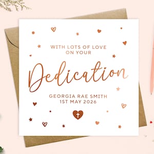 Dedication card - personalised on your dedication, bible verse dedication, scripture card, on your dedication day, Real foil, Keepsake