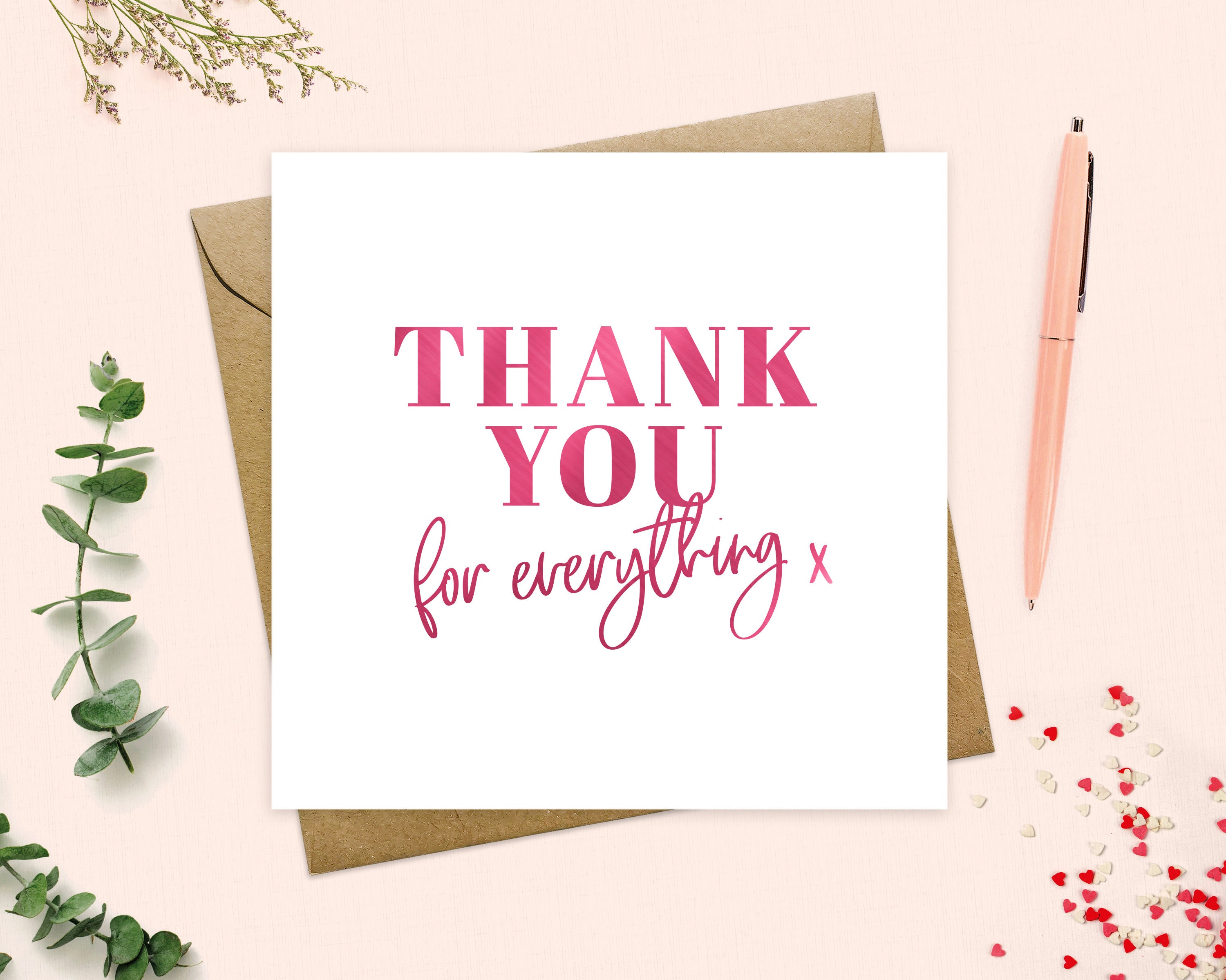 Personalized Foil Thank You Card: Modern Wedding, All Occasions - Etsy