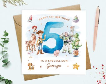 Toy Story birthday card for boy - personalised any age Toy Story card son, grandson, nephew, any relation card, Toy Story card, real foil