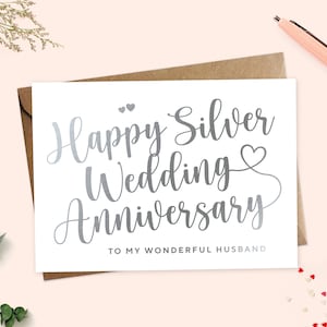 Personalized Silver Wedding Anniversary Card: Metallic Foil, 25th Anniversary