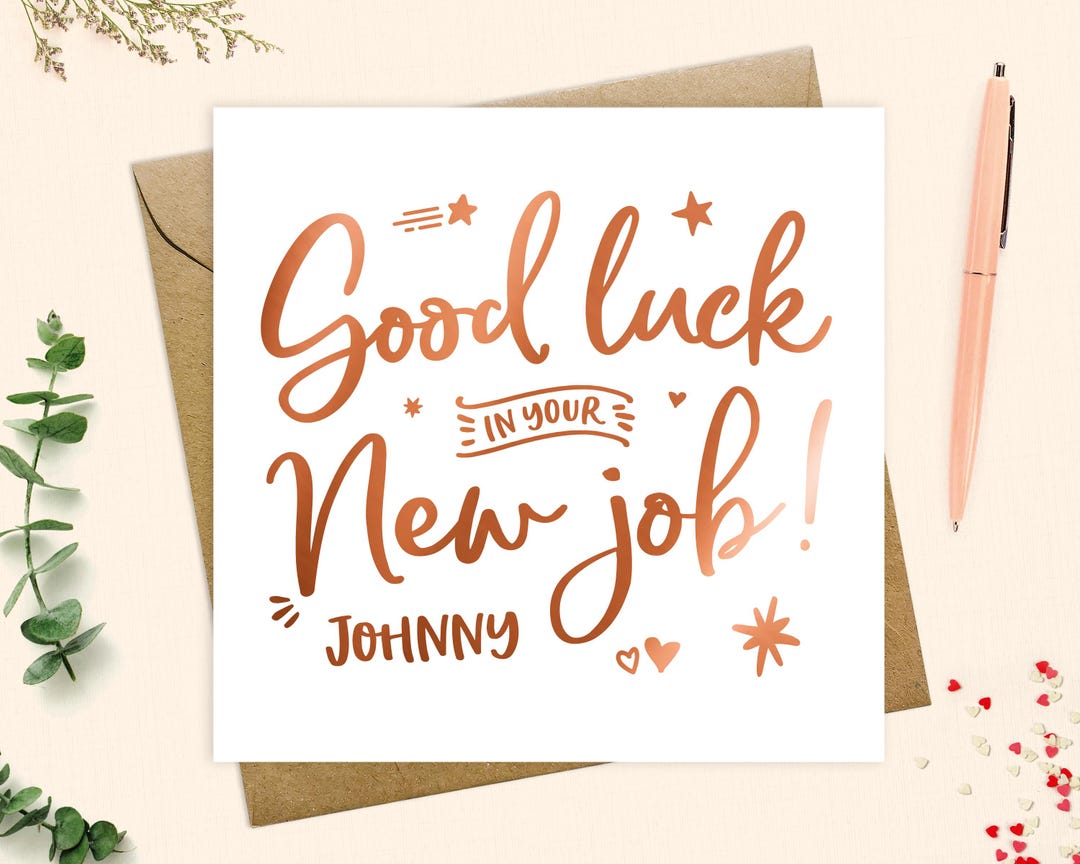 Personalized Good Luck New Job Card: Metallic Foil Card - Etsy