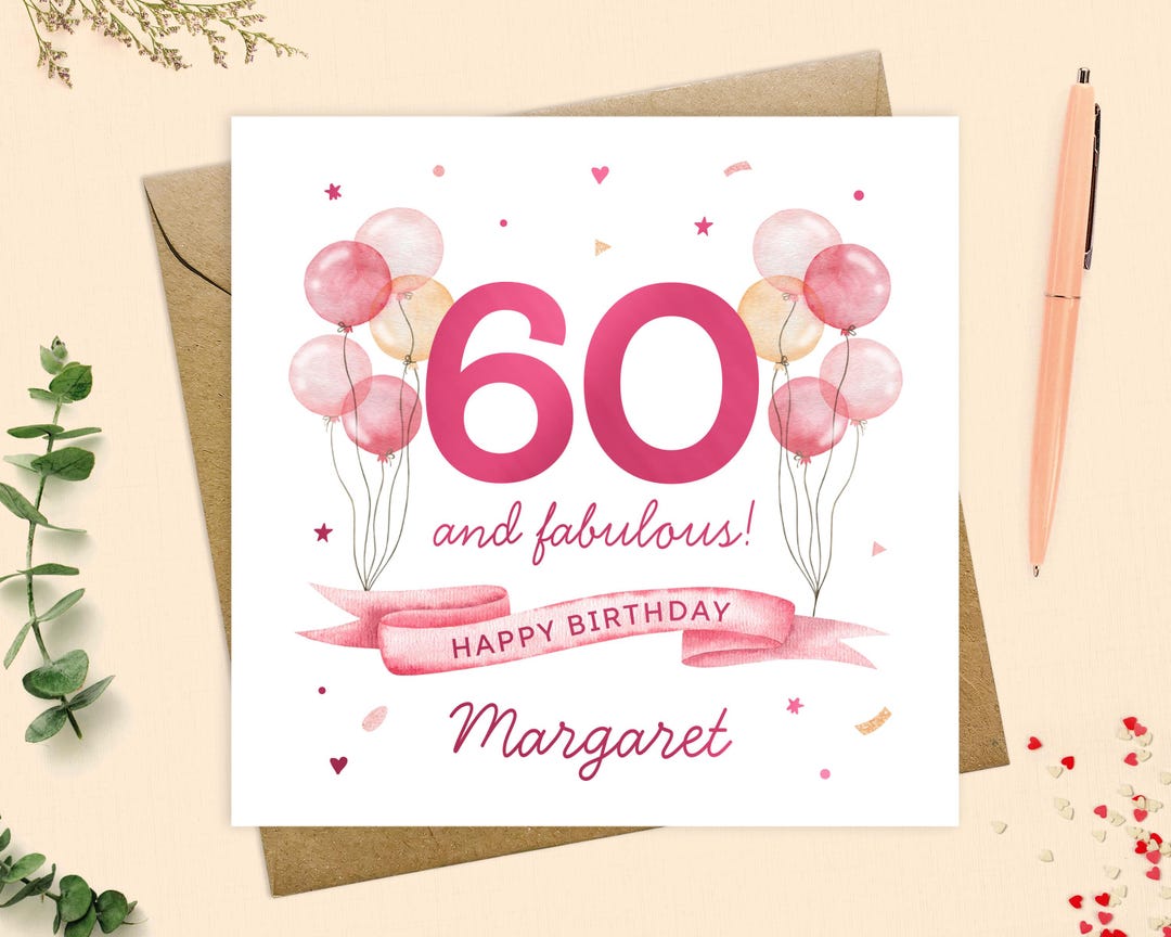 60th Birthday Card for Her - Personalised 50th Birthday Card, Sixty ...