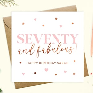 70th Birthday Card for Her - Personalised 70th birthday card, Seventy & Fabulous mum, sister, auntie, friend, 70th Birthday Gift, keepsake