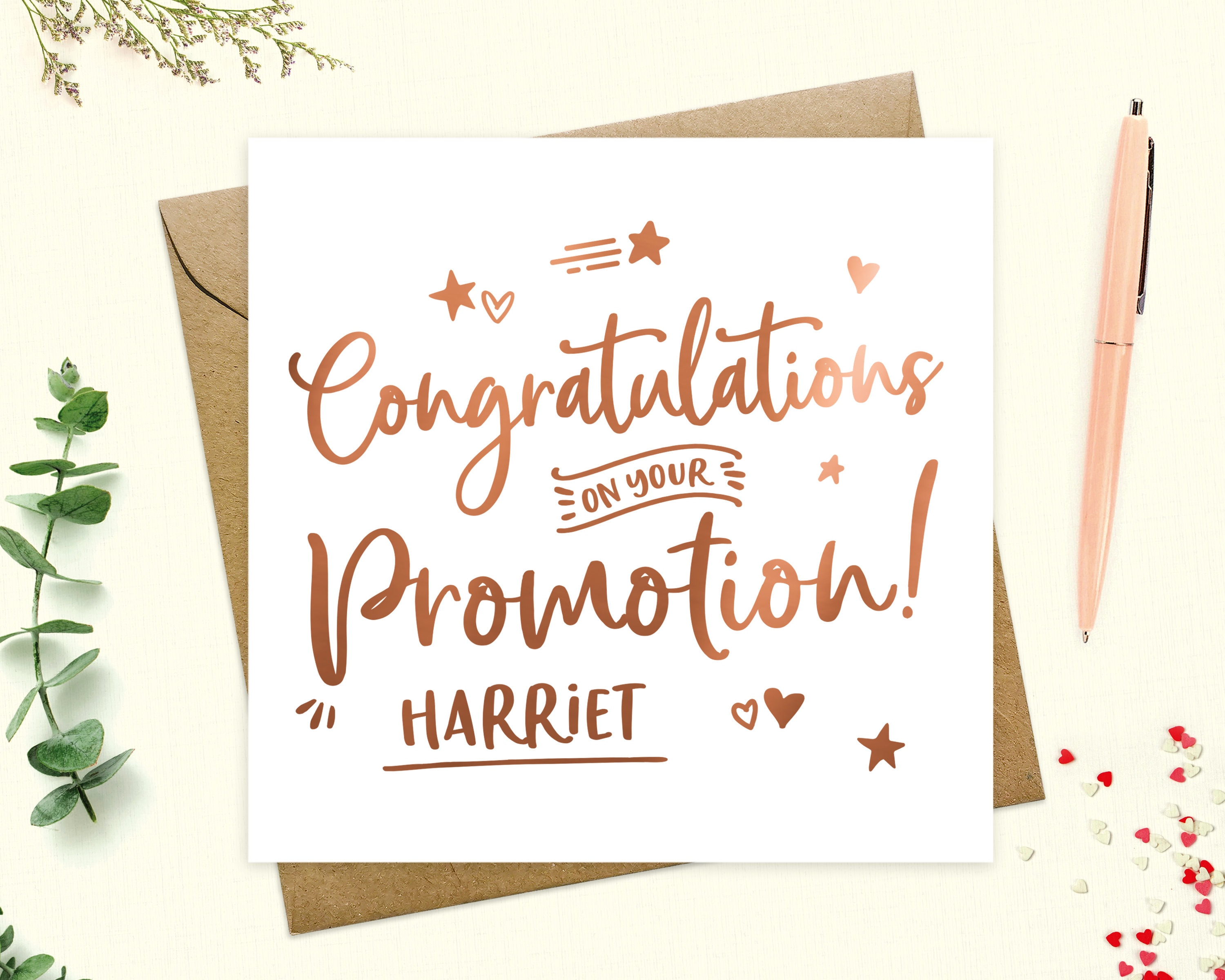 Personalized Promotion Card: Metallic Foil Congratulations Card - Etsy  België, image size:3000x2400