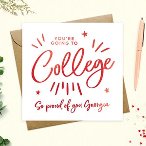 Going to College Card - Personalised Congratulations You're Going to ...