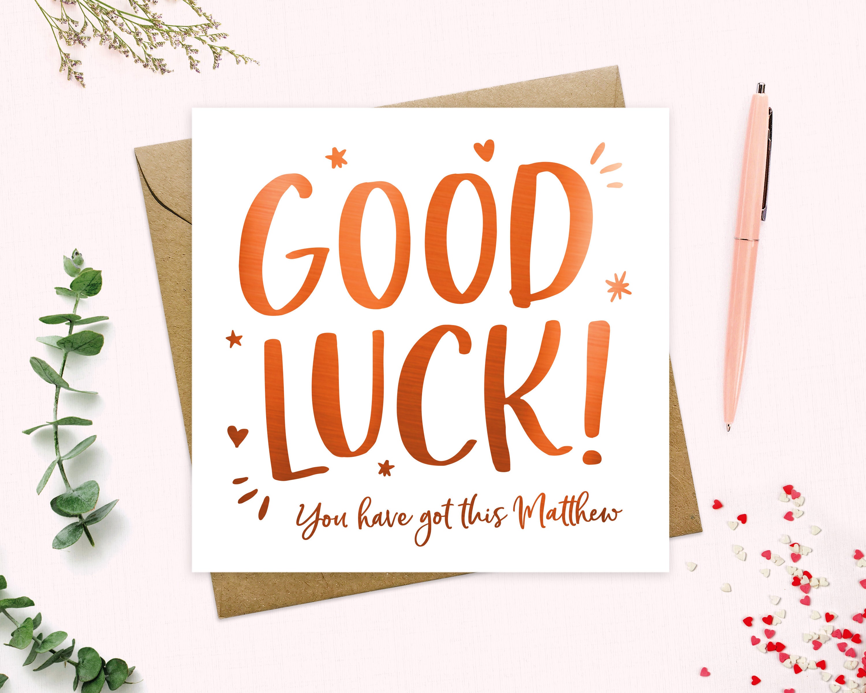 その他 good luck to you Personalized Good Luck Card: Metallic Foil, New Job, Exams - Etsy