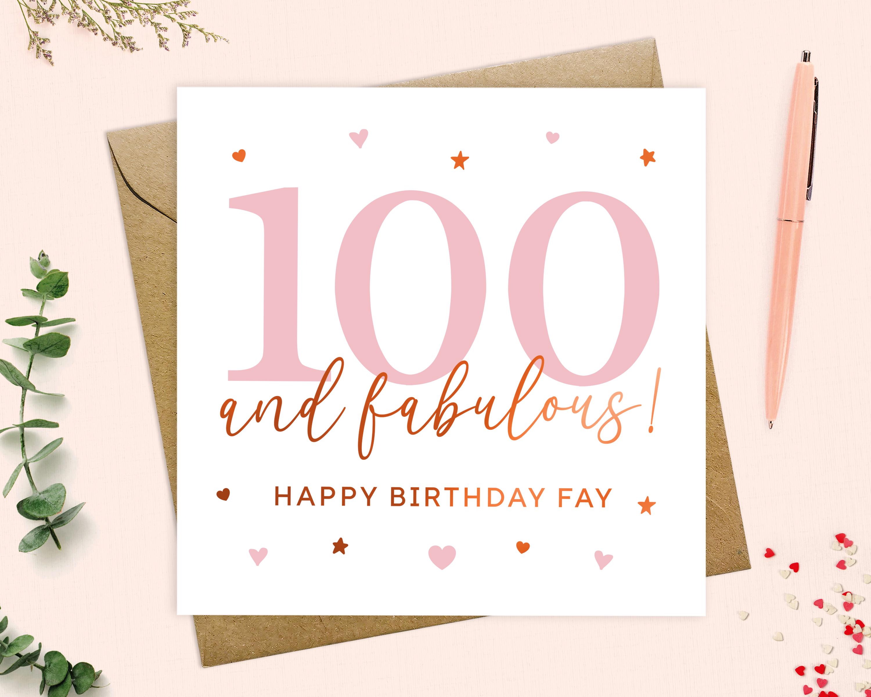 100th Birthday Card for Her - Personalised 100 Birthday Card, One ...