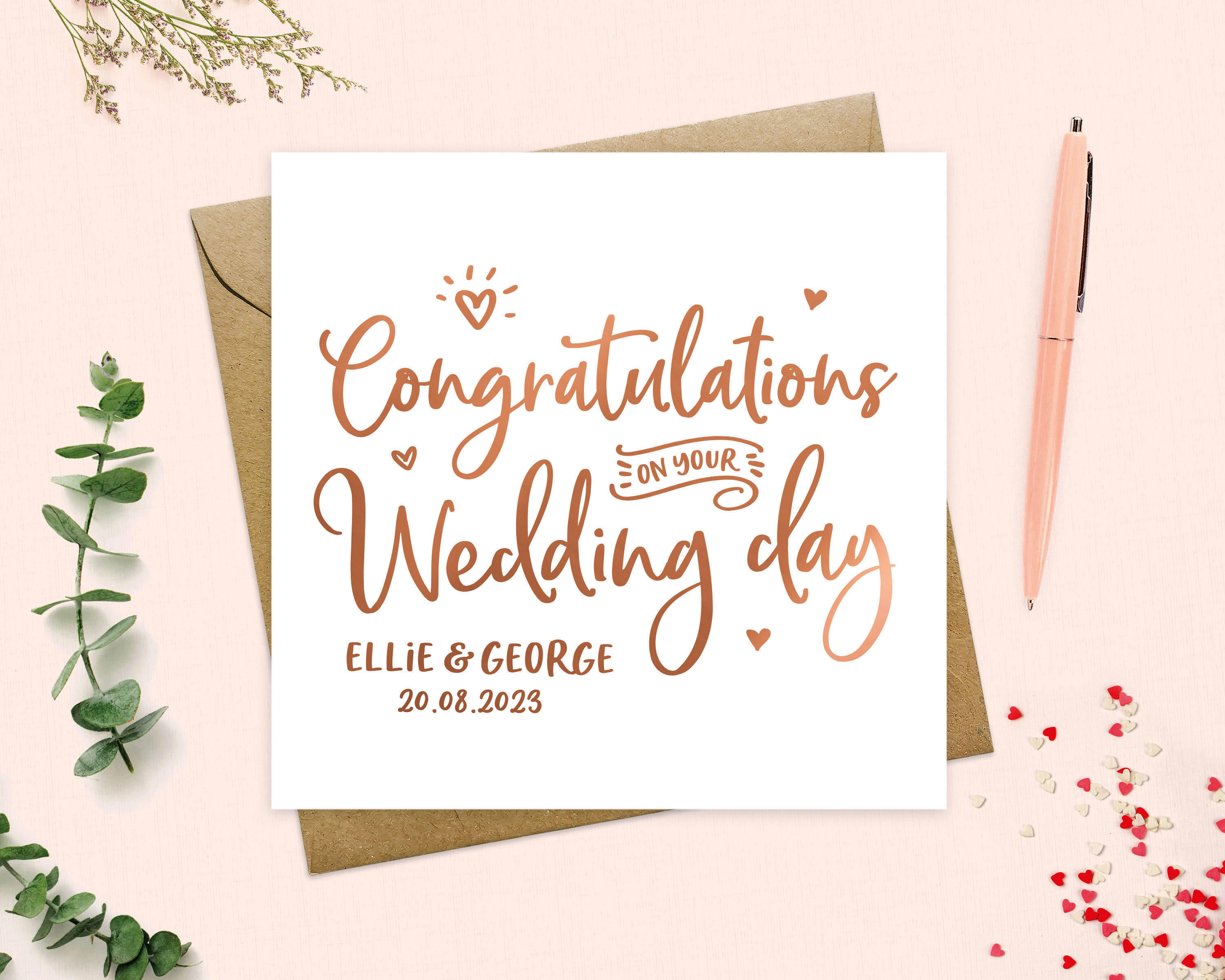 Congratulations on your Wedding Day - Personalised card, Wedding Card…