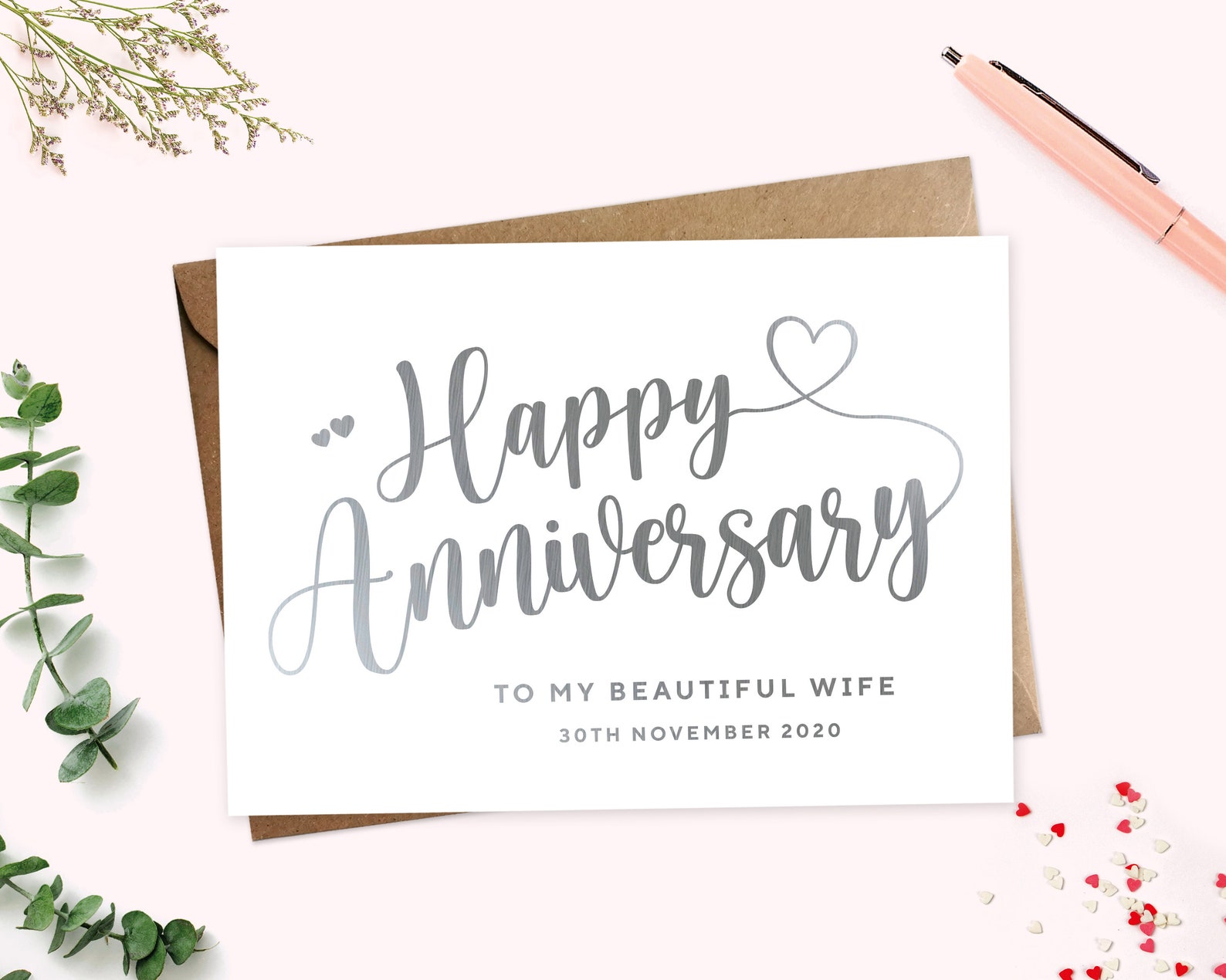 Personalized Anniversary Card: Metallic Foil, Husband or Wife - Etsy UK