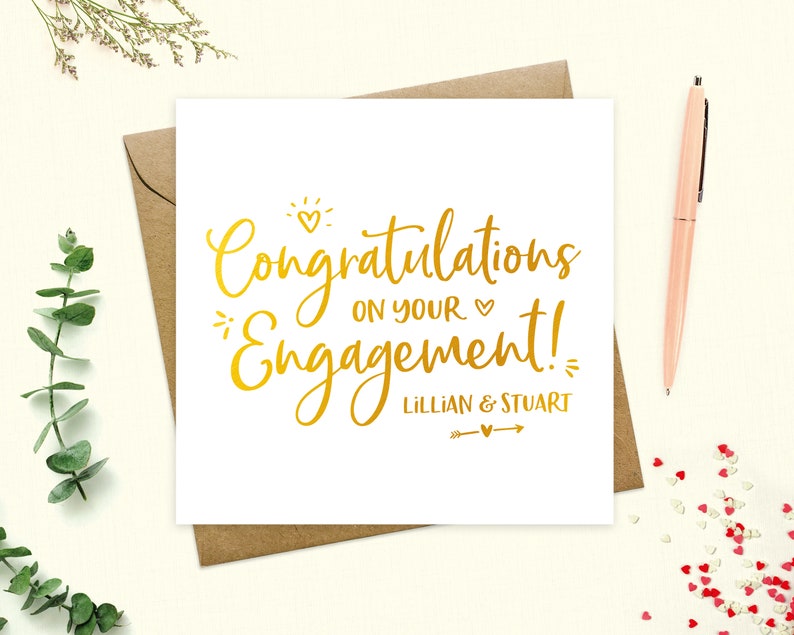 Real foil Personalised Engagement Card You/'re Engaged card Cute engagement card Real Foil Congratulations you/'re Engaged card