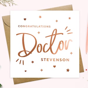 Tarjeta de nuevo médico, felicitaciones personalizadas, nuevo médico, tarjeta de médico calificado, tarjeta de bien hecho, tarjeta de lo que hiciste - Recuerdo, papel de aluminio real