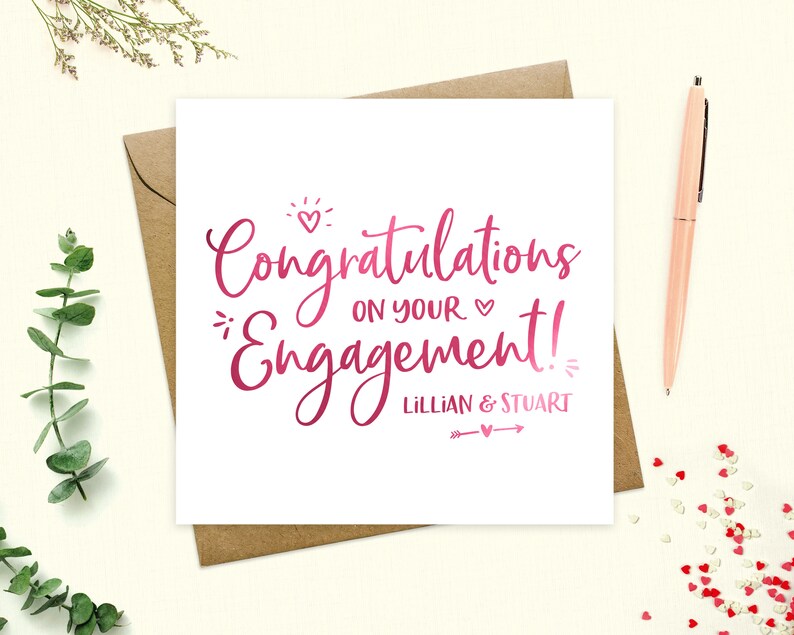 Real foil Personalised Engagement Card You/'re Engaged card Cute engagement card Real Foil Congratulations you/'re Engaged card