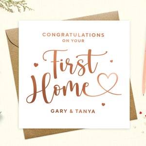 Personalised First Home Card - Congratulations on your new home, 1st home, happy new home, moving home card, real metallic foil, keepsake