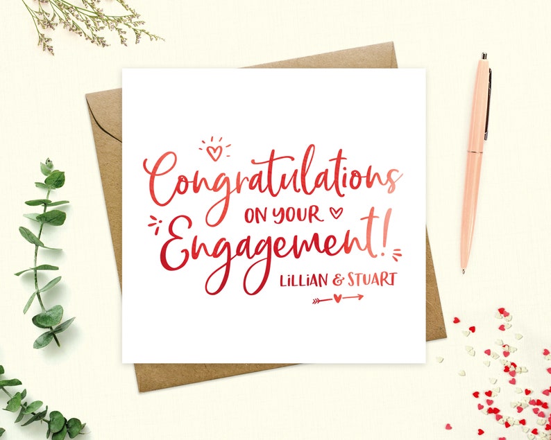 Real foil Personalised Engagement Card You/'re Engaged card Cute engagement card Real Foil Congratulations you/'re Engaged card