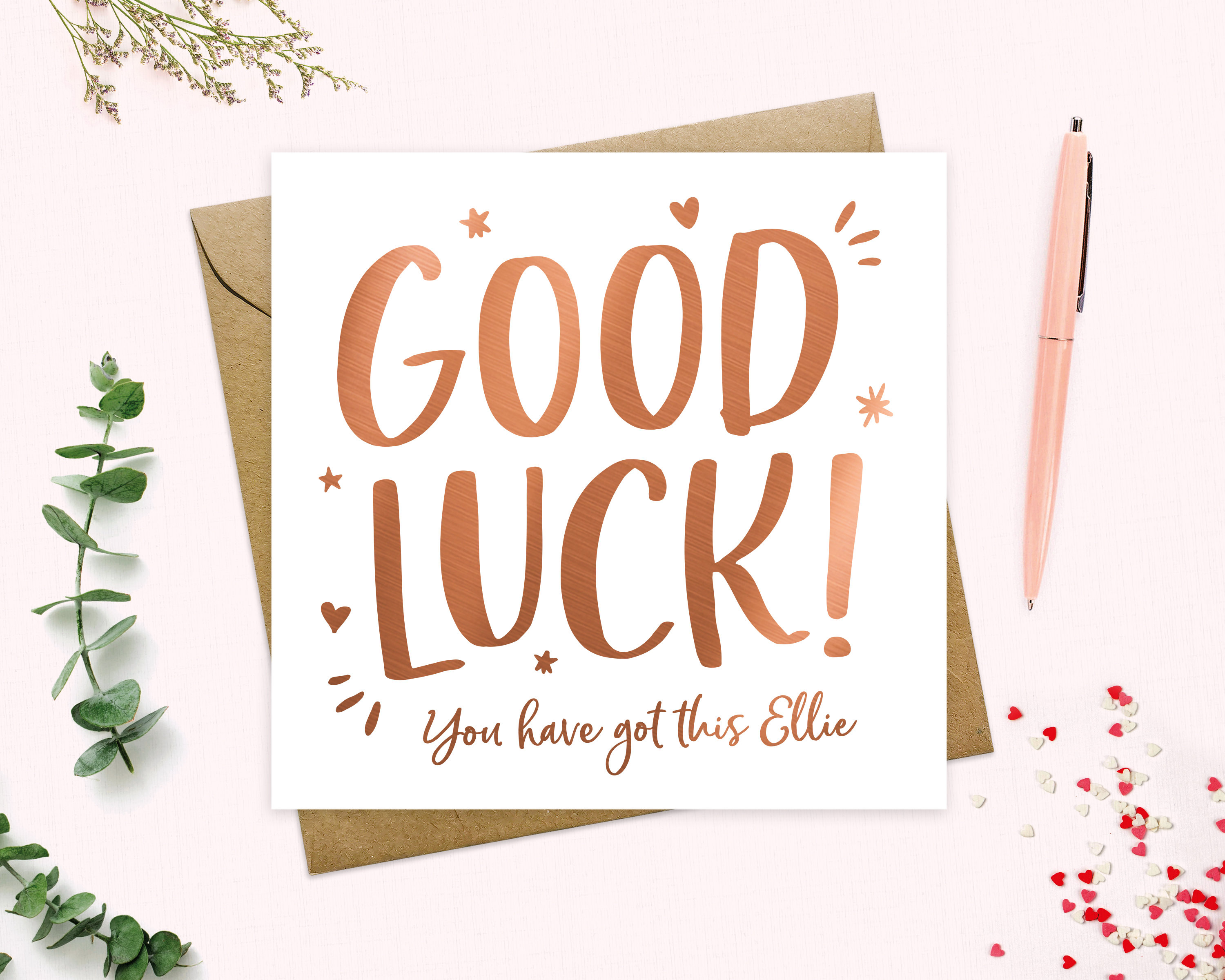 Personalized Good Luck Card: Metallic Foil, New Job, Exams - Etsy