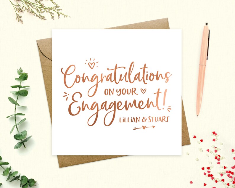 Real foil Personalised Engagement Card You/'re Engaged card Cute engagement card Real Foil Congratulations you/'re Engaged card