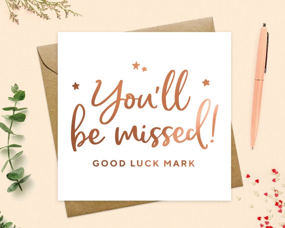 You'll Be Missed Card Personalised Good Luck Card Leave | Etsy