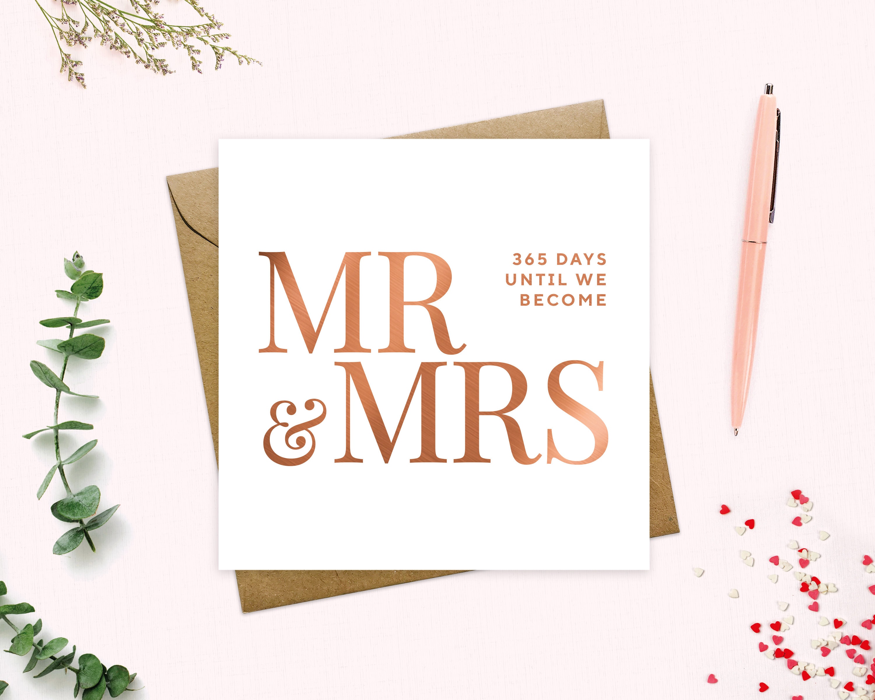 Wedding Countdown Card 1 Year Until We Become Mr Mrs 365 Etsy