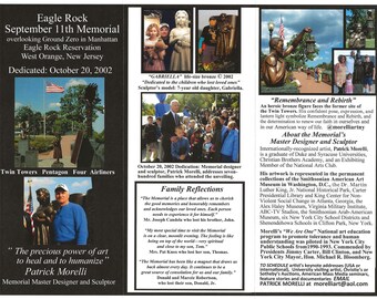 Eagle Rock September 11th Memorial--Collector's Edition brochures--Copyright 2002, Patrick Morelli, Memorial Master Designer and Sculptor.