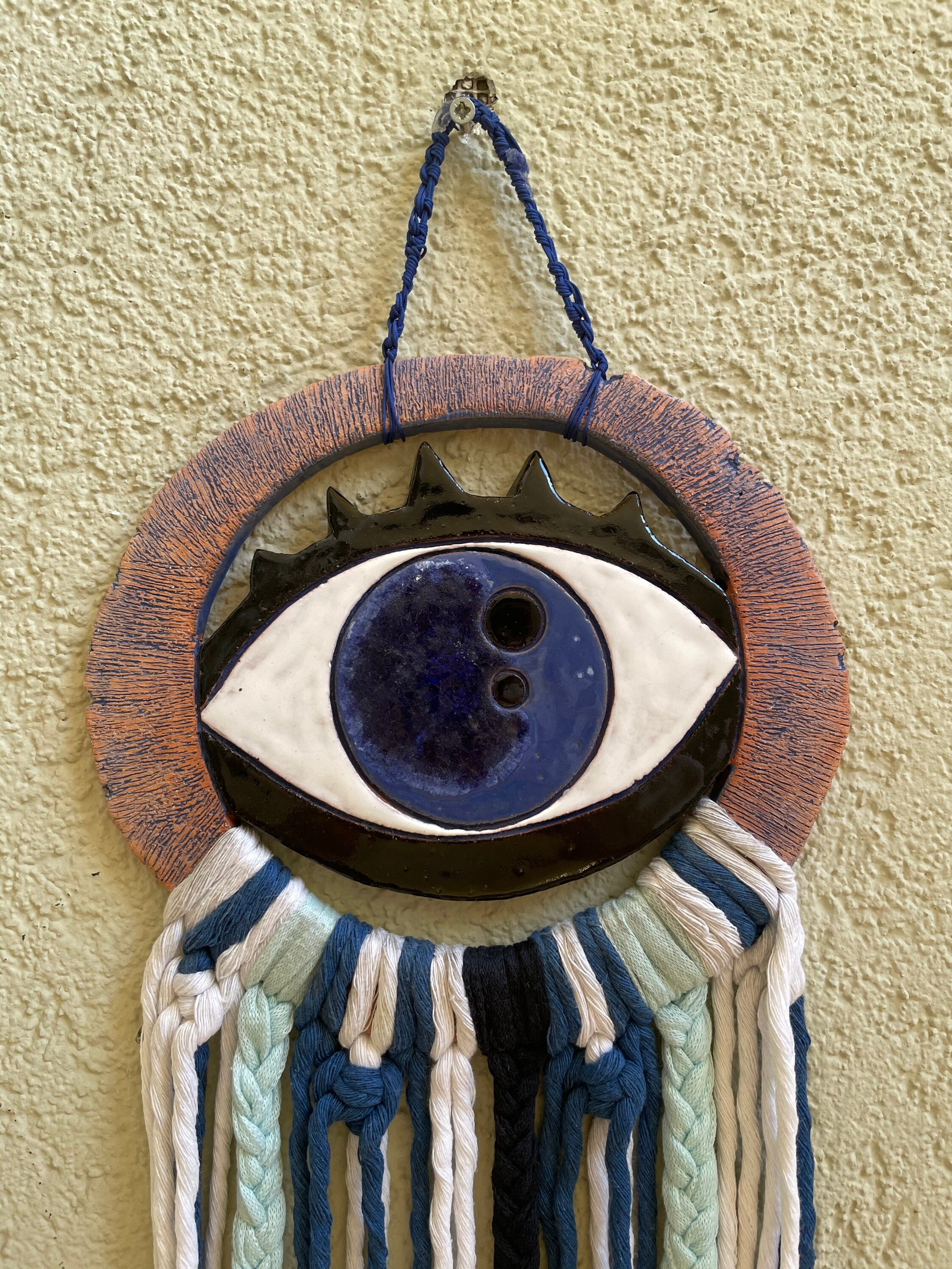 Macrame Ceramic Evil Eye Wall Art / Boho Decor Etsy
