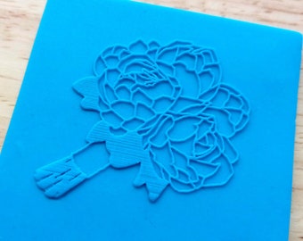 Peony Wedding Bouquet Embosser, Fleurs de Mariage Fondant Stamp Embosser - 111
