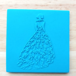 Floral Bride Wedding Dress Embosser, Bride Fondant Stamp Embosser - 105