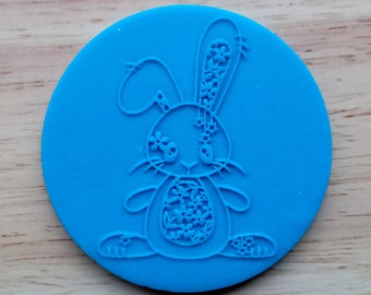 Embosser de lapin floral, timbre de debosser de biscuit de Pâques, embosser fondant - 80