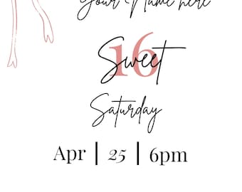 Sweet Sixteen Digital Invitation | Pink & Girly with Bows | Customizable