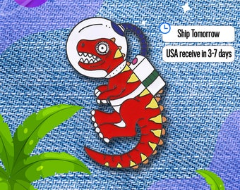 Universe Dinosaur Astronaut Enamel Pin Shirt Collar Label Pins Funny Badge Jewelry Gift for everyone