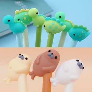 0.5 mm Soft Silicone Sea Lion Kawaii Little Dinosaur Animal Gel Pen Escolar Papelaria School Office Supply Promotional Gift