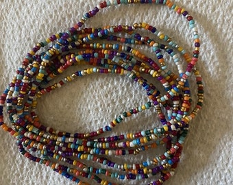 Multicolor Seed Bead Anklets, Handmade Stacking Bracelets, Party Favor 10pc