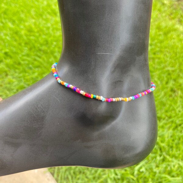 Confetti Seed Bead Anklet Bracelet/Seed Beads Anklet Bracelet /Hippie Bracelet/Ethnic Ankle Bracelet/Summer Anklet/Beach Anklets