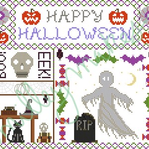 Halloween Cross Stitch Sampler - Digital Pattern