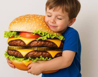 Big Mac Hamburger Throw Pillow, Home Decor, Foodie Gift, Gag Gift