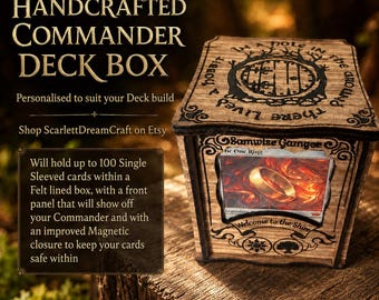 Personalised Wooden Commander Deck Box | Magic The Gathering Card Storage for 100 Sleeved Cards