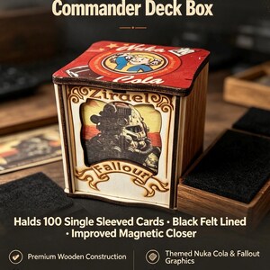 Caja de madera personalizada para mazos de Commander / Estuche de almacenamiento de cartas de Magic The Gathering para 100 cartas con doble funda.
