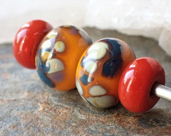 Assorted Hand Blown Art Glass Lampwork Beads Brown/Yellow Bead/Jewellery/Crafts 