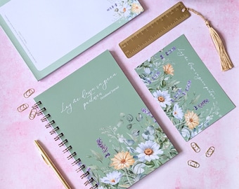 Diário Devocional Personalizado do Salmo 23 | Estudo Bíblico com Estampa Floral Verde