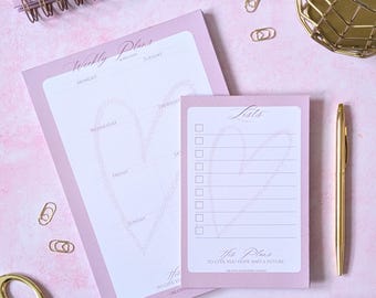 Conjunto de Bloco de Papelaria Cristã | Planejador Semanal e Bloco de Listas