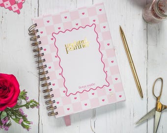 Personalised Weekly Planner | Undated Week to View | Stationery Gift | Pink Chequered
