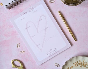 Bloco de Planejamento Semanal A5 | Artigos de Papelaria Cristãos, Design Floral Elegante