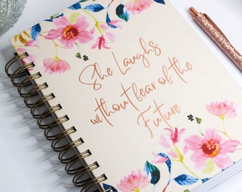 Personalized Faith Planner | Floral Christian Journal, Proverbs 31:25