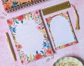 Bloco de notas floral A5, versículo bíblico, papelaria artesanal.