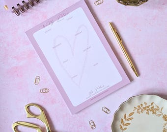 Bloco de anotações semanal rosa A5, artigos de papelaria cristãos, feito à mão.
