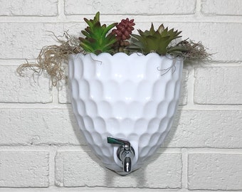 Vintage Milk Glass Planter Faucet, Eclectic Planter, Farmhouse Planter