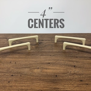 Mid Century Drawer Pull NOS, Off White Aluminum, 4 inch drawer pull