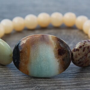 Amazonite and Peachy Jade Stretch Bracelet - Etsy