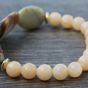 Amazonite and Peachy Jade Stretch Bracelet - Etsy