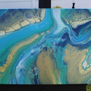 Original paint pour, abstract art, fluid artwork 20&quot; x 24&quot; Canvas